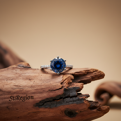 Navy Crystal & Cubic Zirconia Cocktail Ring
