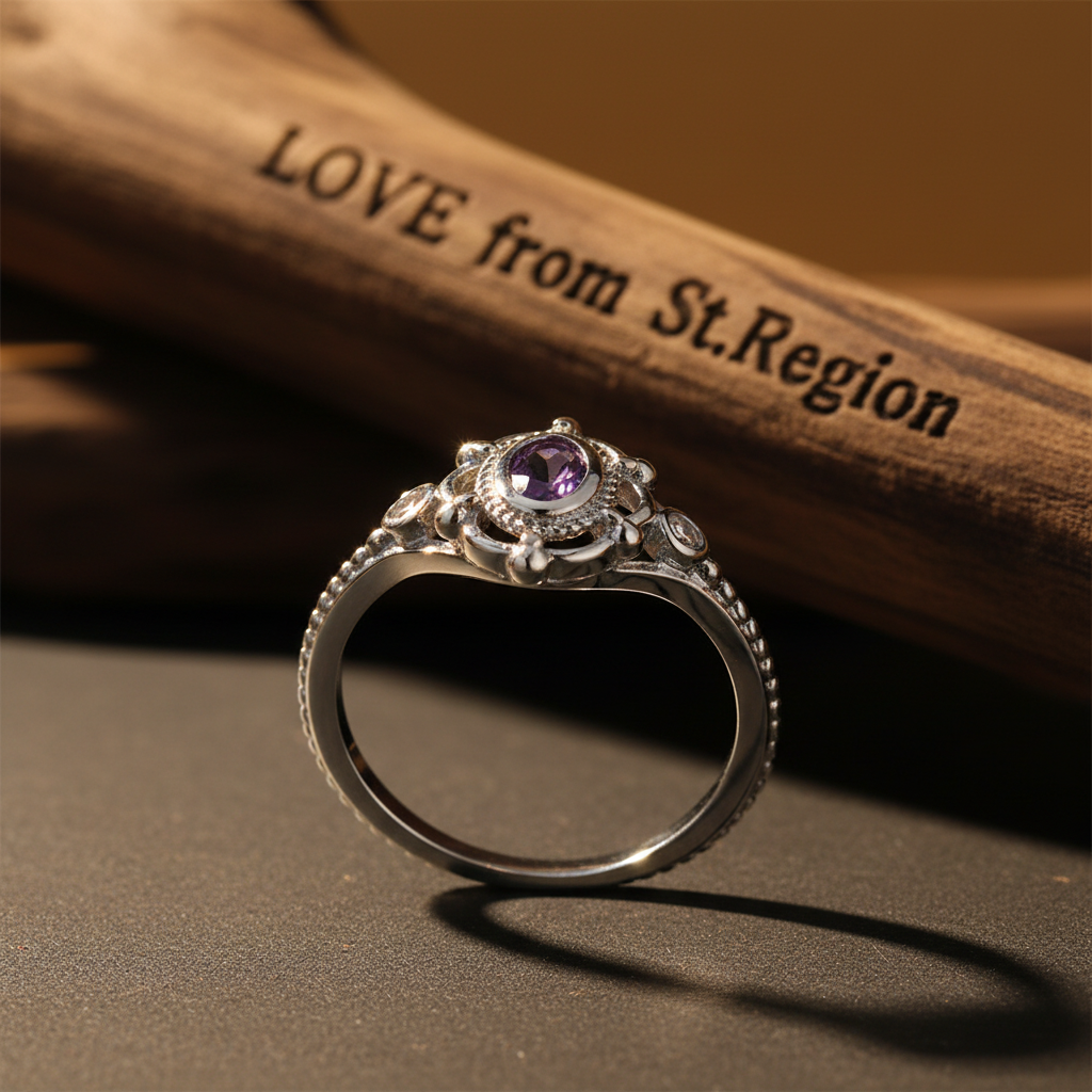Cubic Zirconia & Purple Crystal Oval Ring