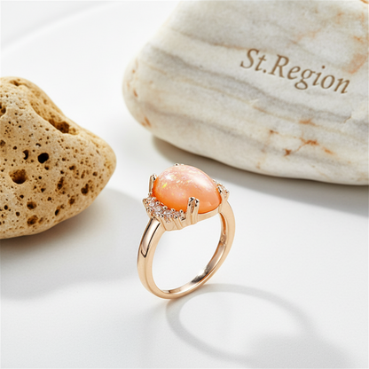 Orange Resin & Cubic Zirconia Oval-Cut Ring