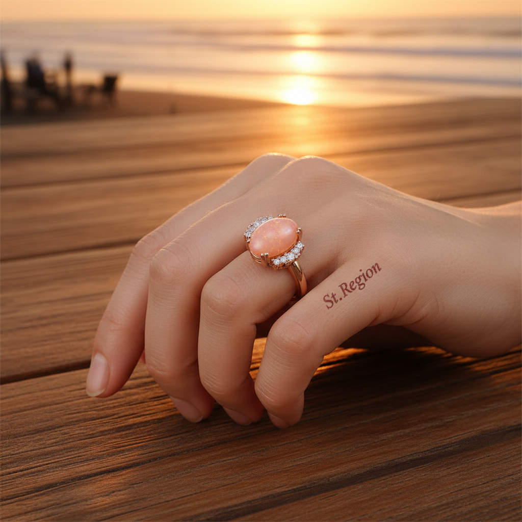 Orange Resin & Cubic Zirconia Oval-Cut Ring