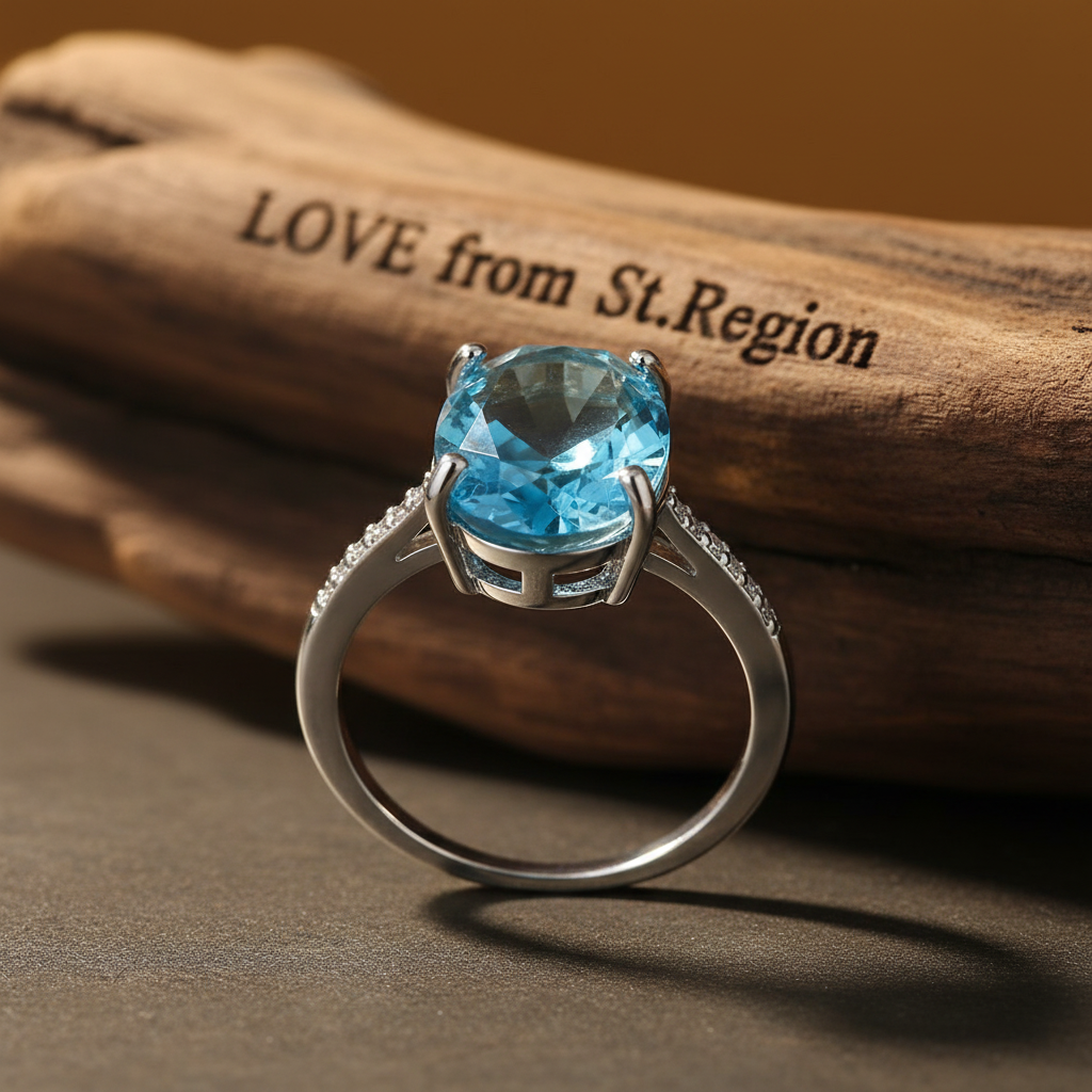 Sea Blue Crystal & Cubic Zirconia Band Ring