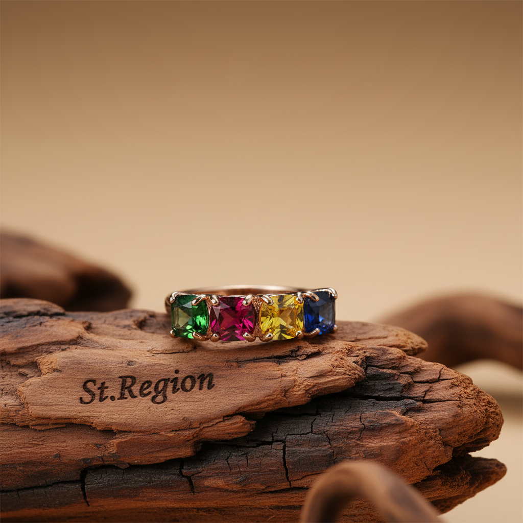 Crystal & Rose Goldtone Blue Princess-Cut Ring