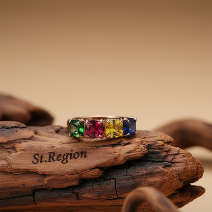 Crystal & Rose Goldtone Blue Princess-Cut Ring