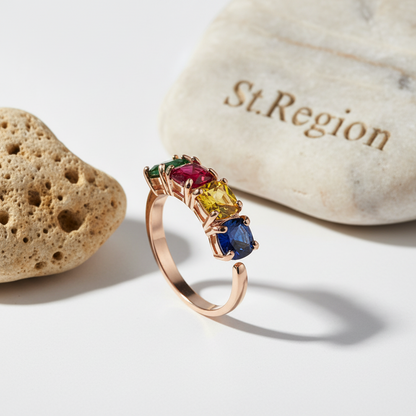 Crystal & Rose Goldtone Blue Princess-Cut Ring