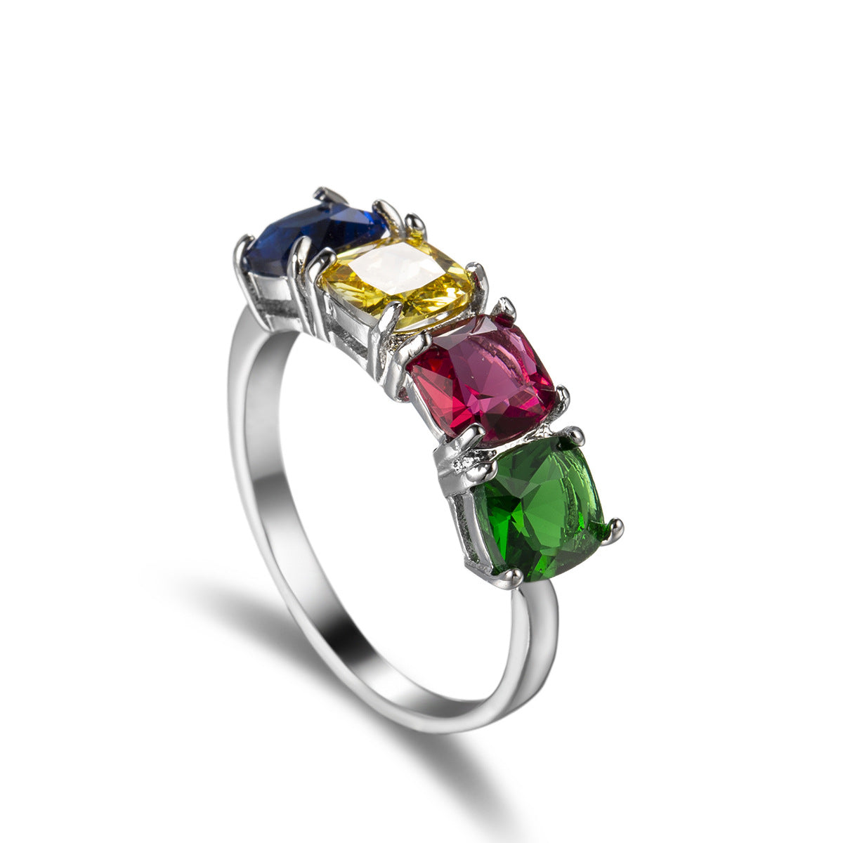 Pink Crystal & Silvertone Adjustable Ring