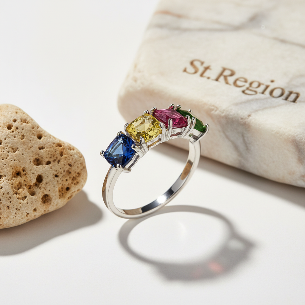 Pink Crystal & Silvertone Adjustable Ring