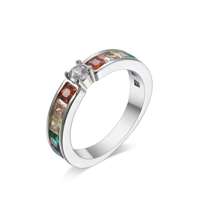 Jewel-tone Crystal & Cubic Zirconia Channel Ring