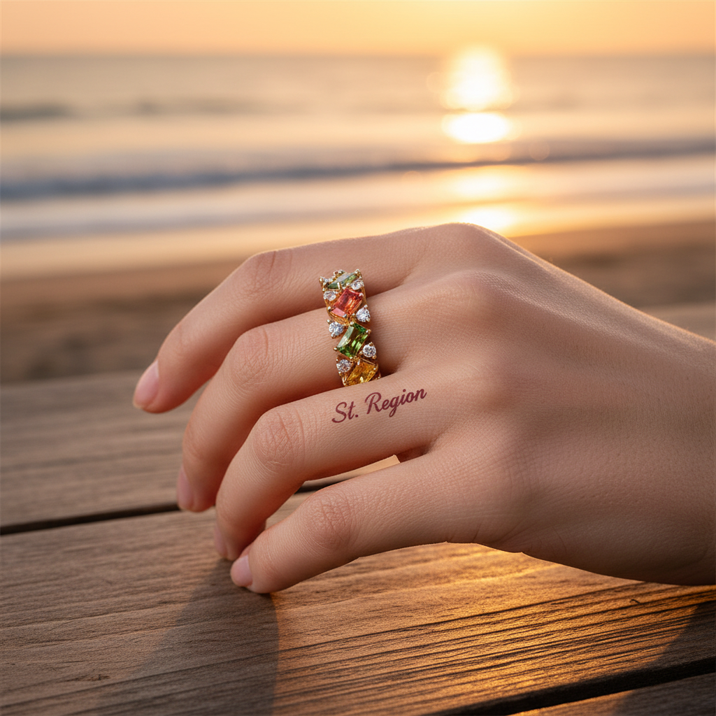 Yellow Crystal & Cubic Zirconia Goldtone Open Ring