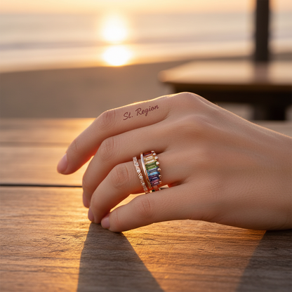 Green Multicolor Crystal & Rose Goldtone Crown Open Ring