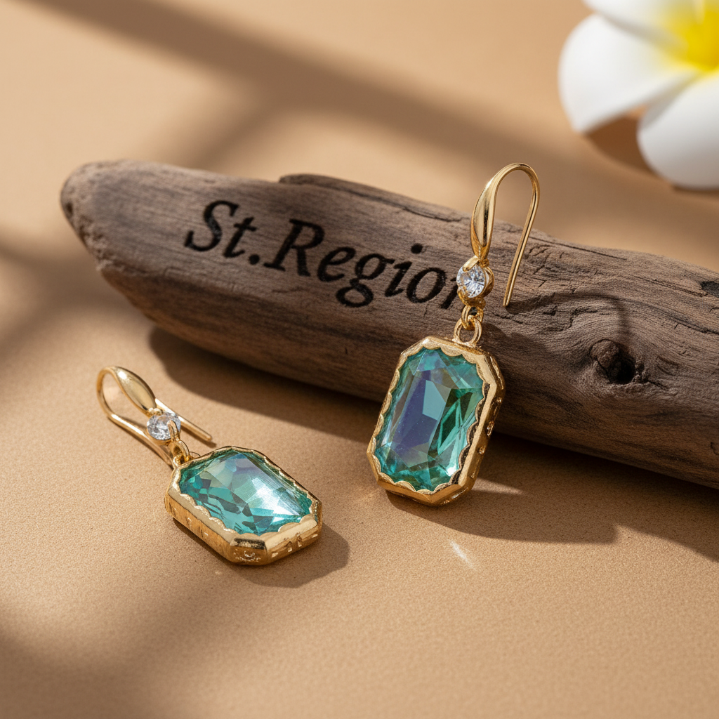 Green Crystal & Cubic Zirconia Goldtone Cushion-Cut Hook Earrings