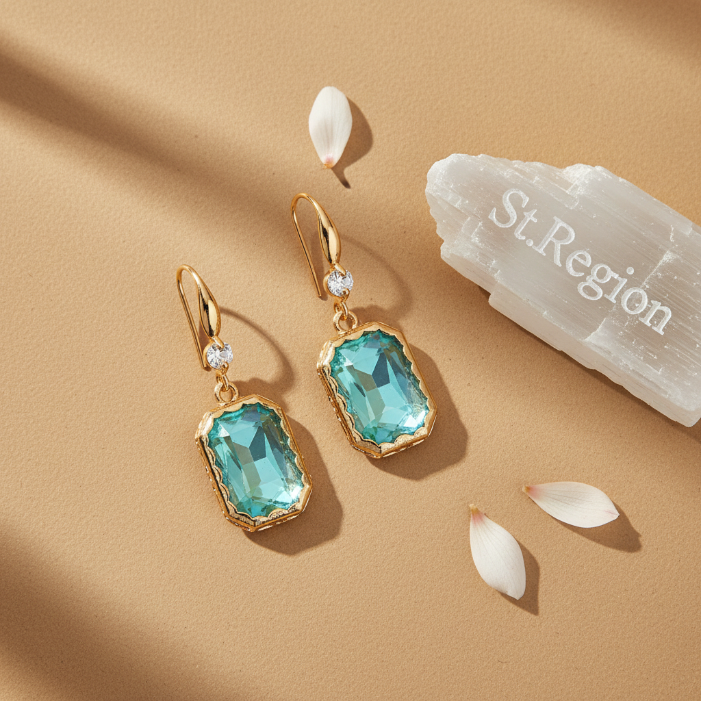 Green Crystal & Cubic Zirconia Goldtone Cushion-Cut Hook Earrings