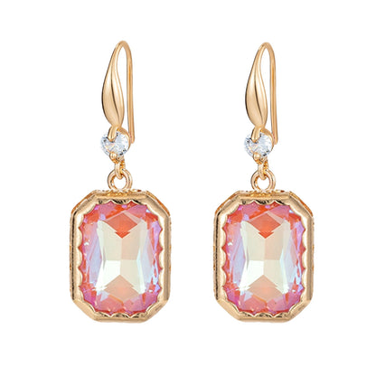 Orange Crystal & Cubic Zirconia Goldtone Cushion-Cut Hook Earrings