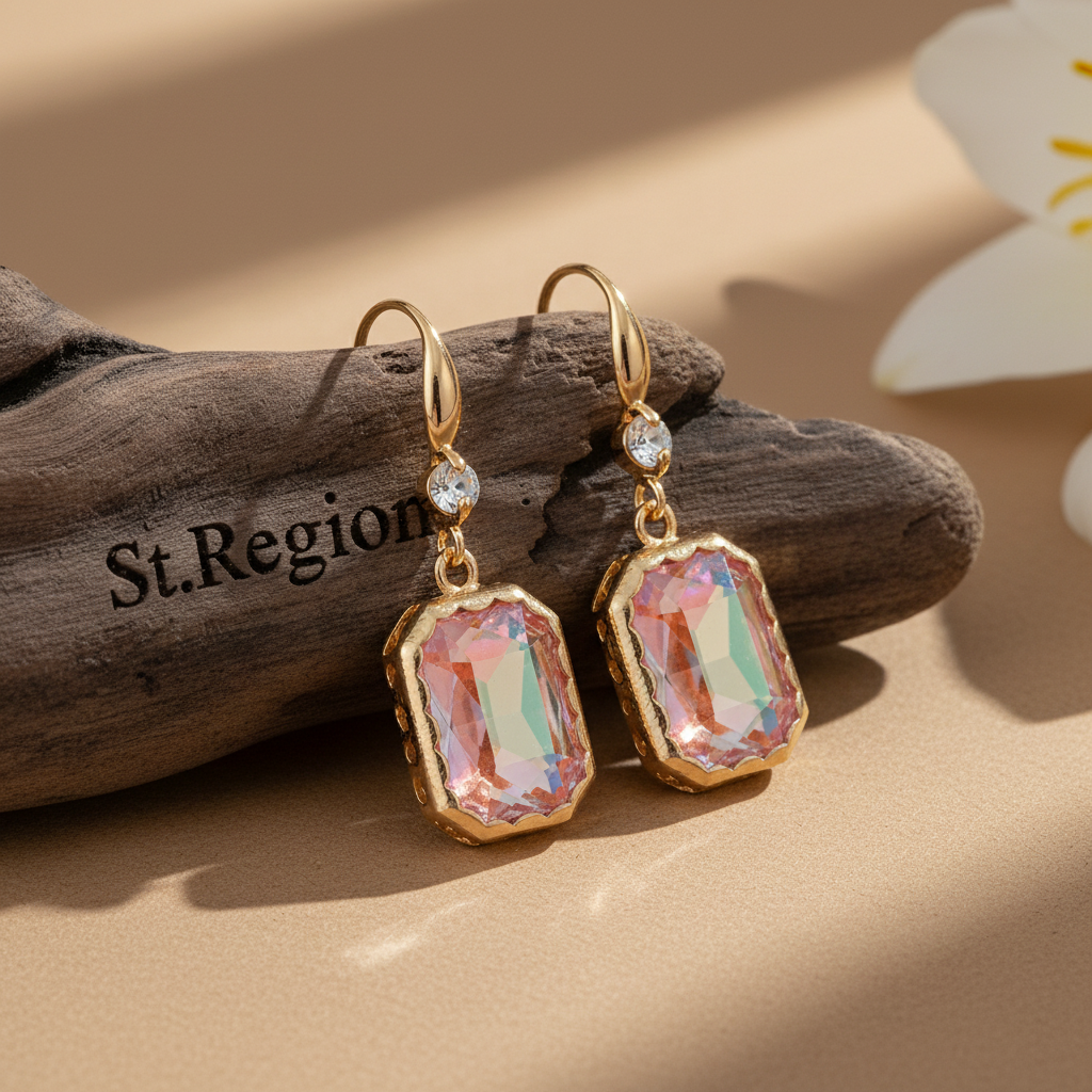 Orange Crystal & Cubic Zirconia Goldtone Cushion-Cut Hook Earrings