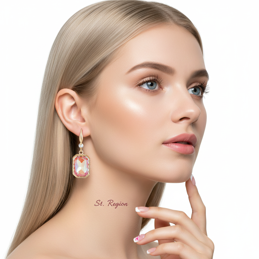 Orange Crystal & Cubic Zirconia Goldtone Cushion-Cut Hook Earrings