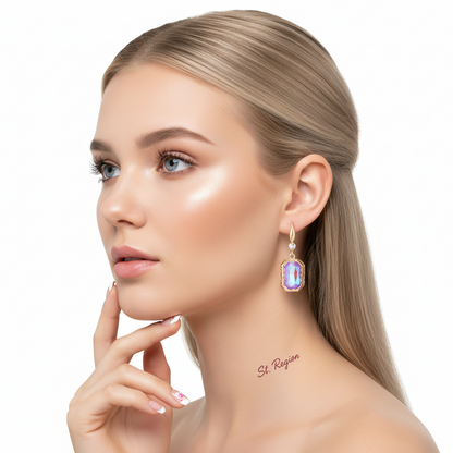 Purple Crystal & Cubic Zirconia Goldtone Cushion-Cut Hook Earrings
