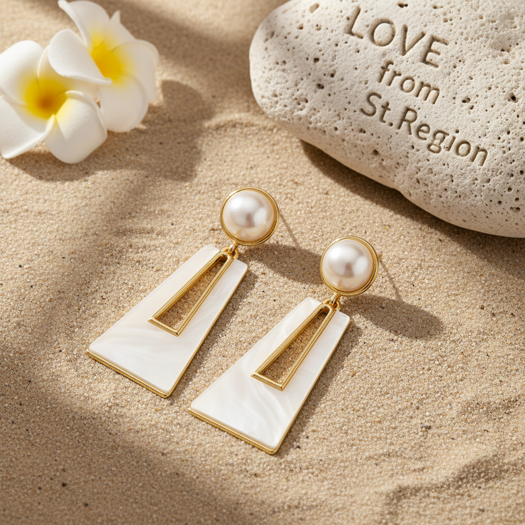 Shell & Pearl Goldtone Trapezoid Drop Earrings