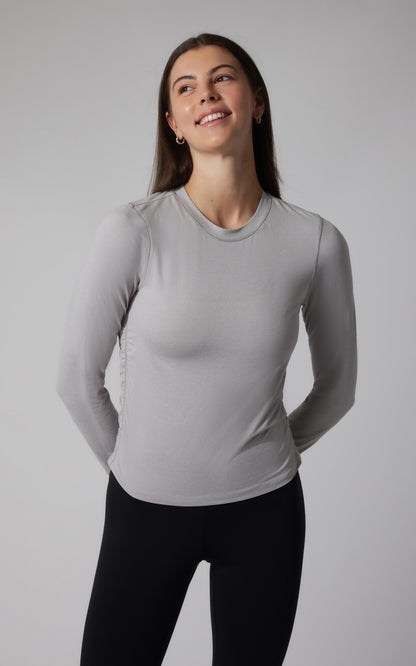 2 PK Cationic Jersey Crew Neck Top with Side Ruching and Everyday Crew Neck Top
