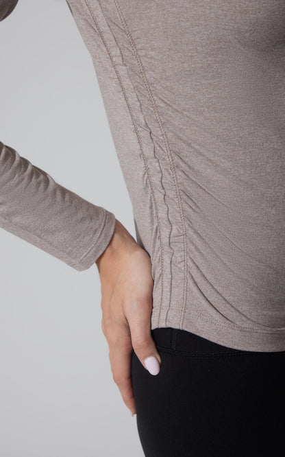 2 PK Cationic Jersey Crew Neck Top with Side Ruching and Everyday Crew Neck Top