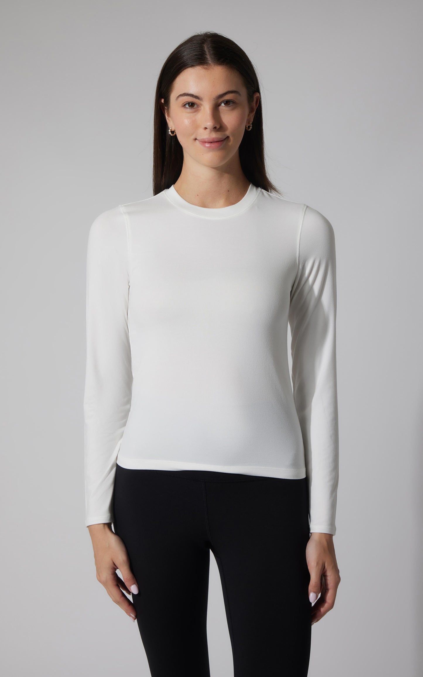 2 PK Cationic Jersey Crew Neck Top with Side Ruching and Everyday Crew Neck Top