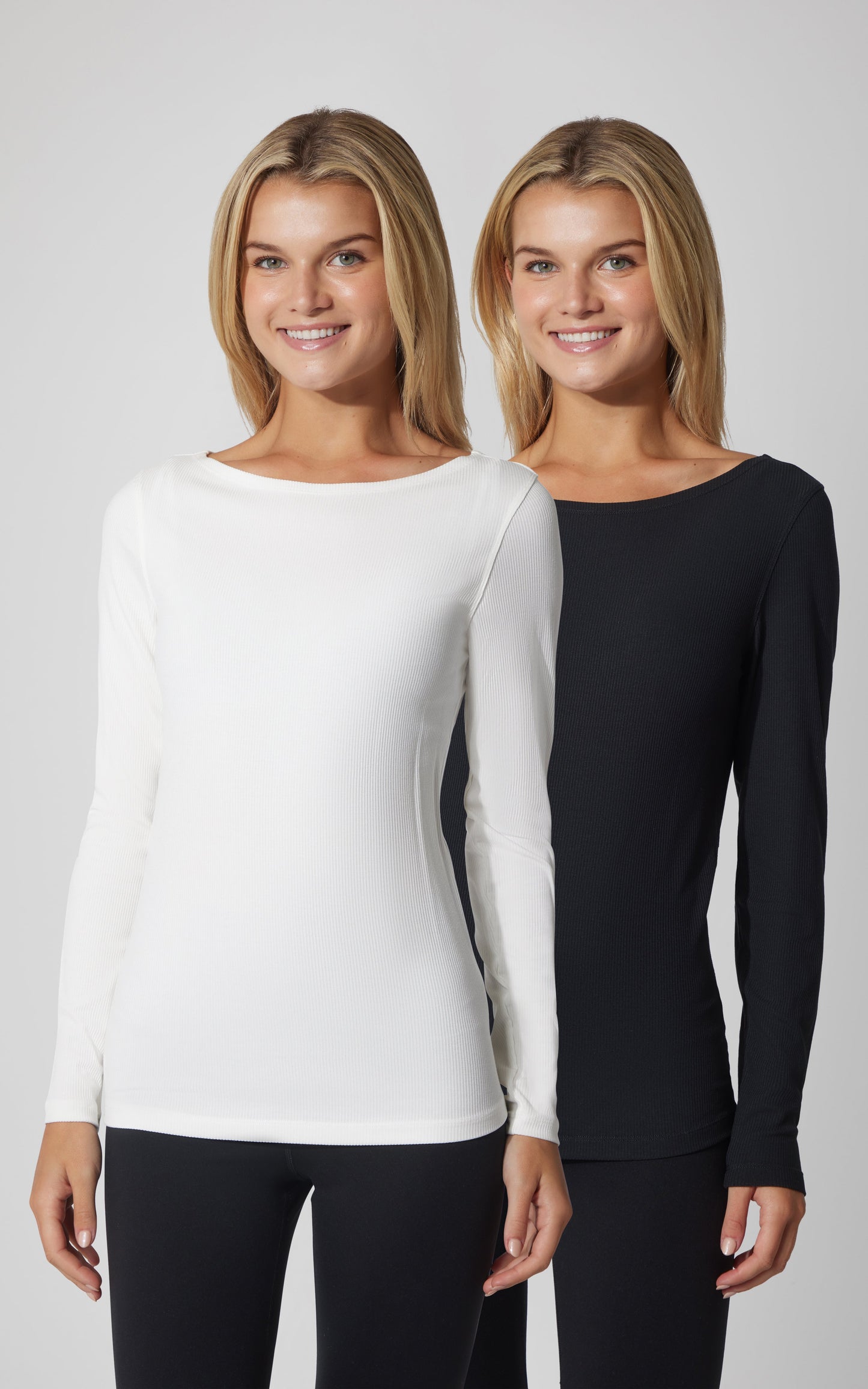 2 PK Heavenly Ribbed Boat Neck Top - Our Cafe Story