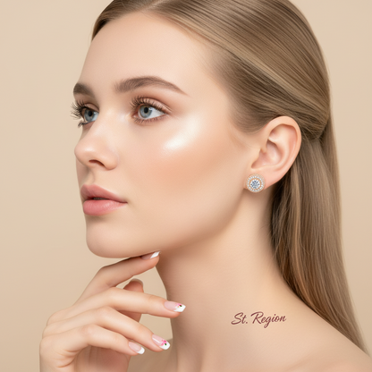 Clear Cubic Zirconia & Rose Goldtone Round Stud Earrings