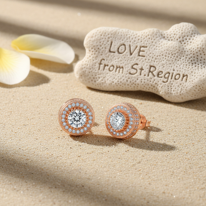Clear Cubic Zirconia & Rose Goldtone Round Stud Earrings