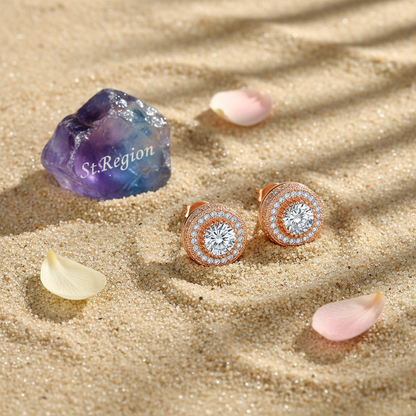 Clear Cubic Zirconia & Rose Goldtone Round Stud Earrings