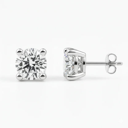 IGI Certified Round Lab Grown Diamond Solitaire Stud Earrings White Gold