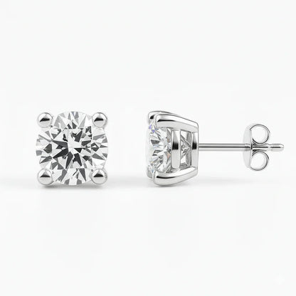 IGI Certified Round Lab Grown Diamond Solitaire Stud Earrings White Gold