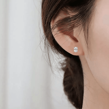 14k White Gold Lab Grown Diamond Oval Solitaire Stud Earrings