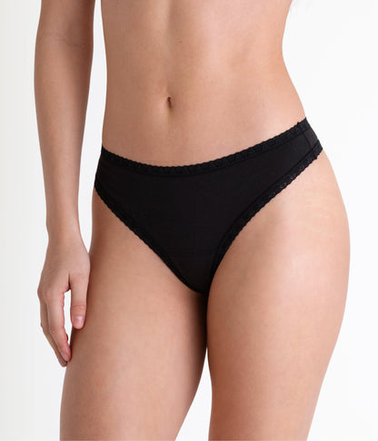 Leakproof Cotton Lace Trim Thong