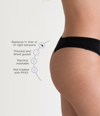 Leakproof Cotton Lace Trim Thong