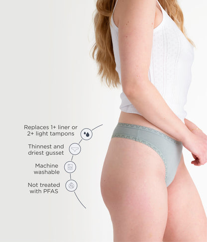 Leakproof Cotton Lace Trim Thong