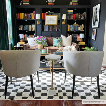 Lajos Black & White Checkered Plush Rug