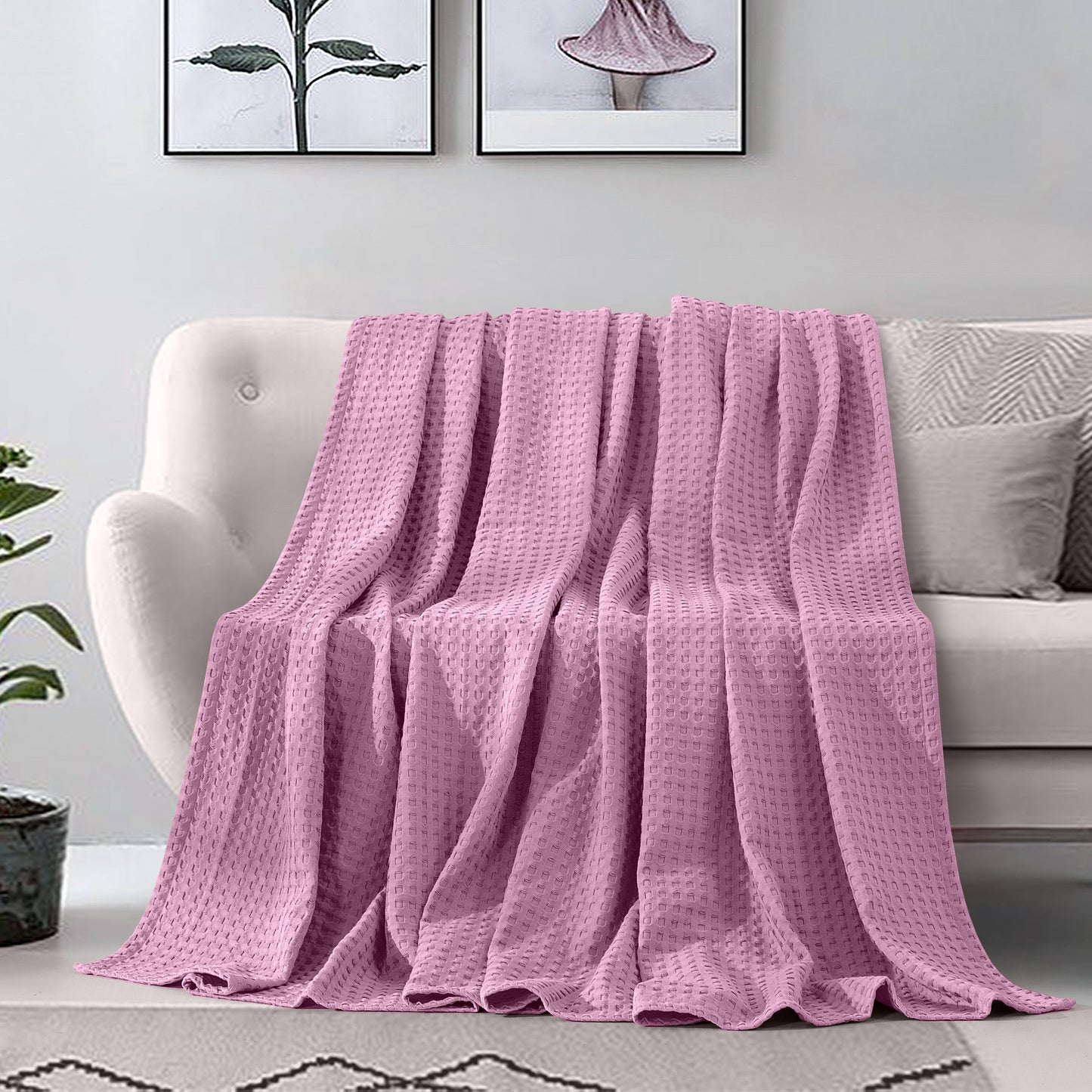 Elegant Comfort Cotton Waffle Blanket