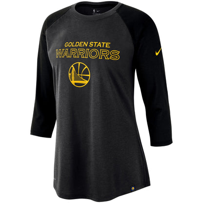 Nike Women's NBA Golden State Warriors Wordmark 3/4-Sleeve Raglan
