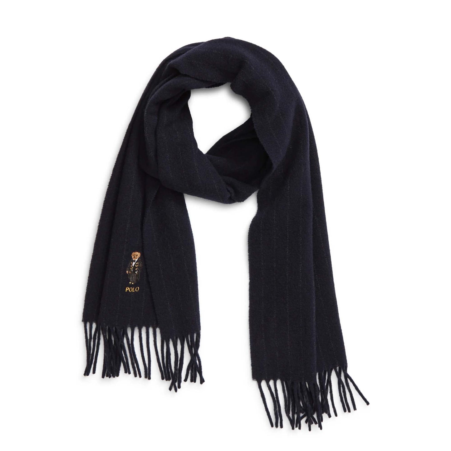 Polo Ralph Lauren Men's Holiday Bear Chalk Stripe Scarf Polos
