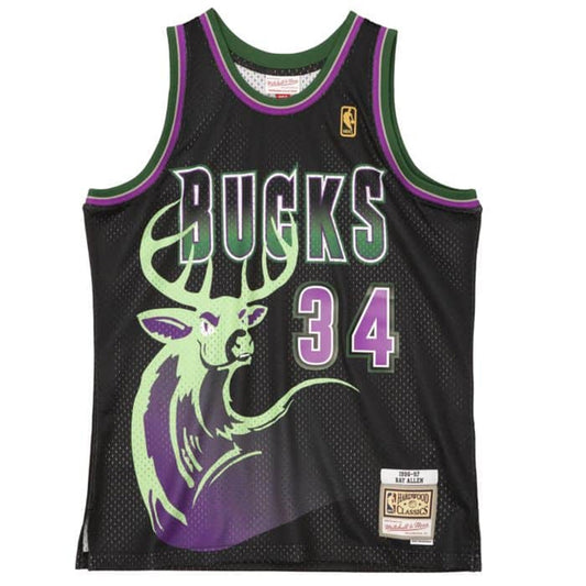 Mitchell & Ness Men's NBA Reload Swingman Jersey - Milwaukee Bucks 1996 Ray Allen Jerseys