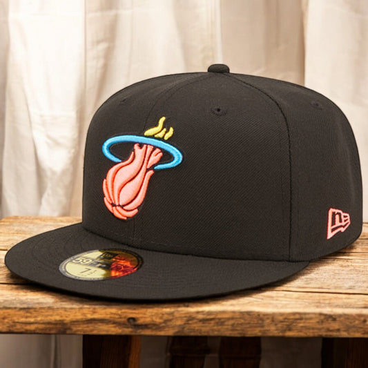 Men's New Era NBA 5950 Pink Glow Fitted - Miami Heat
