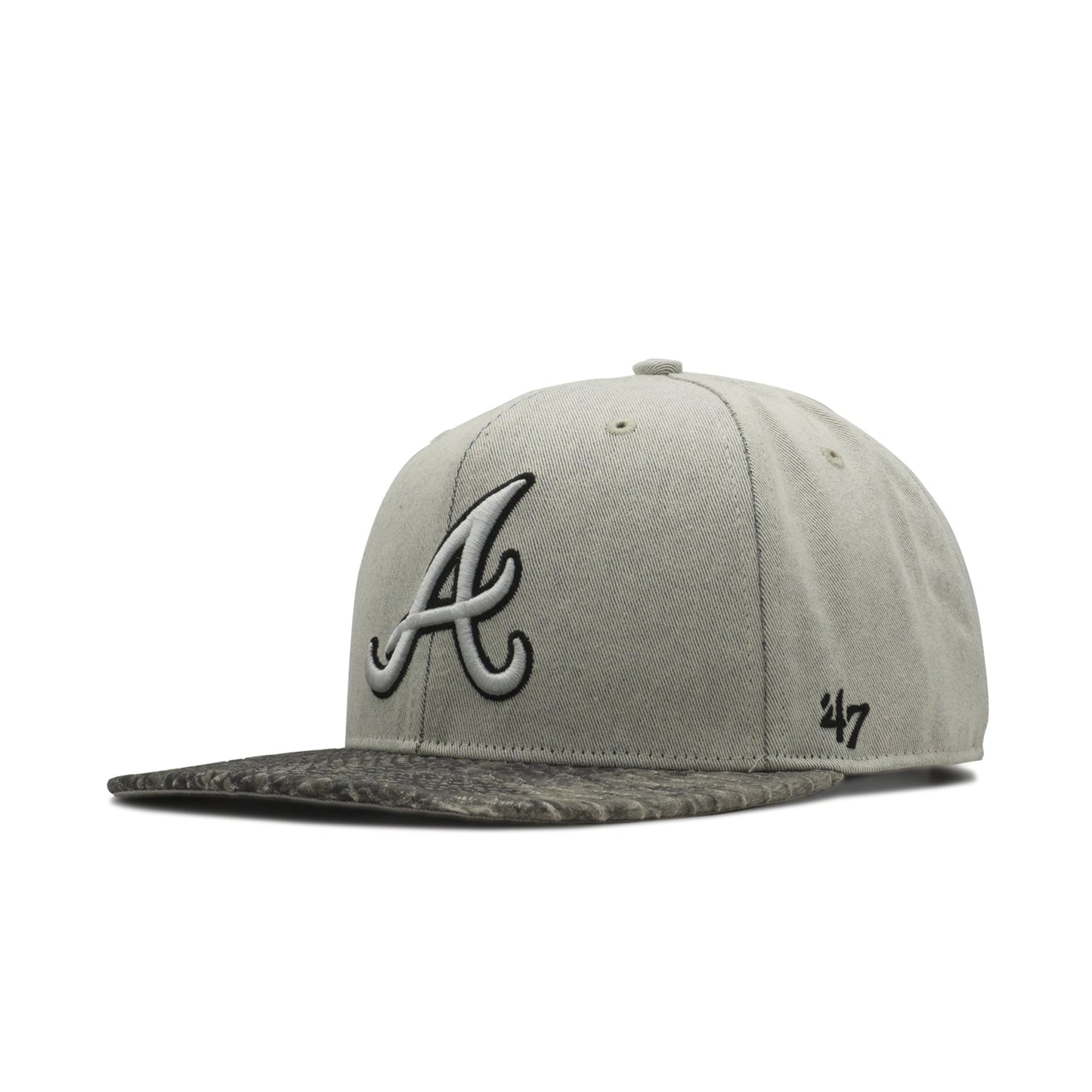 Men's 47 Brand Atlanta Braves Snakeskin Strapback - Grey
