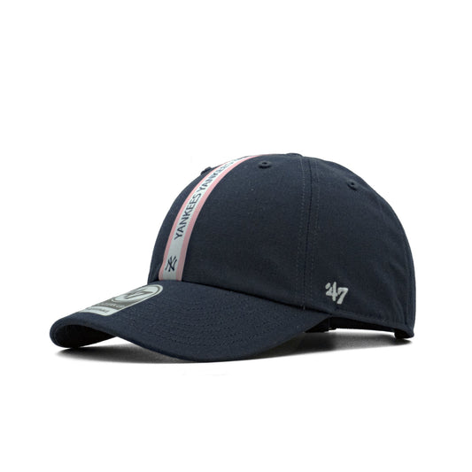 47 Brand Men's Ny Yankees Triple Stripe Clean Up Strapback Navy/Pink/White