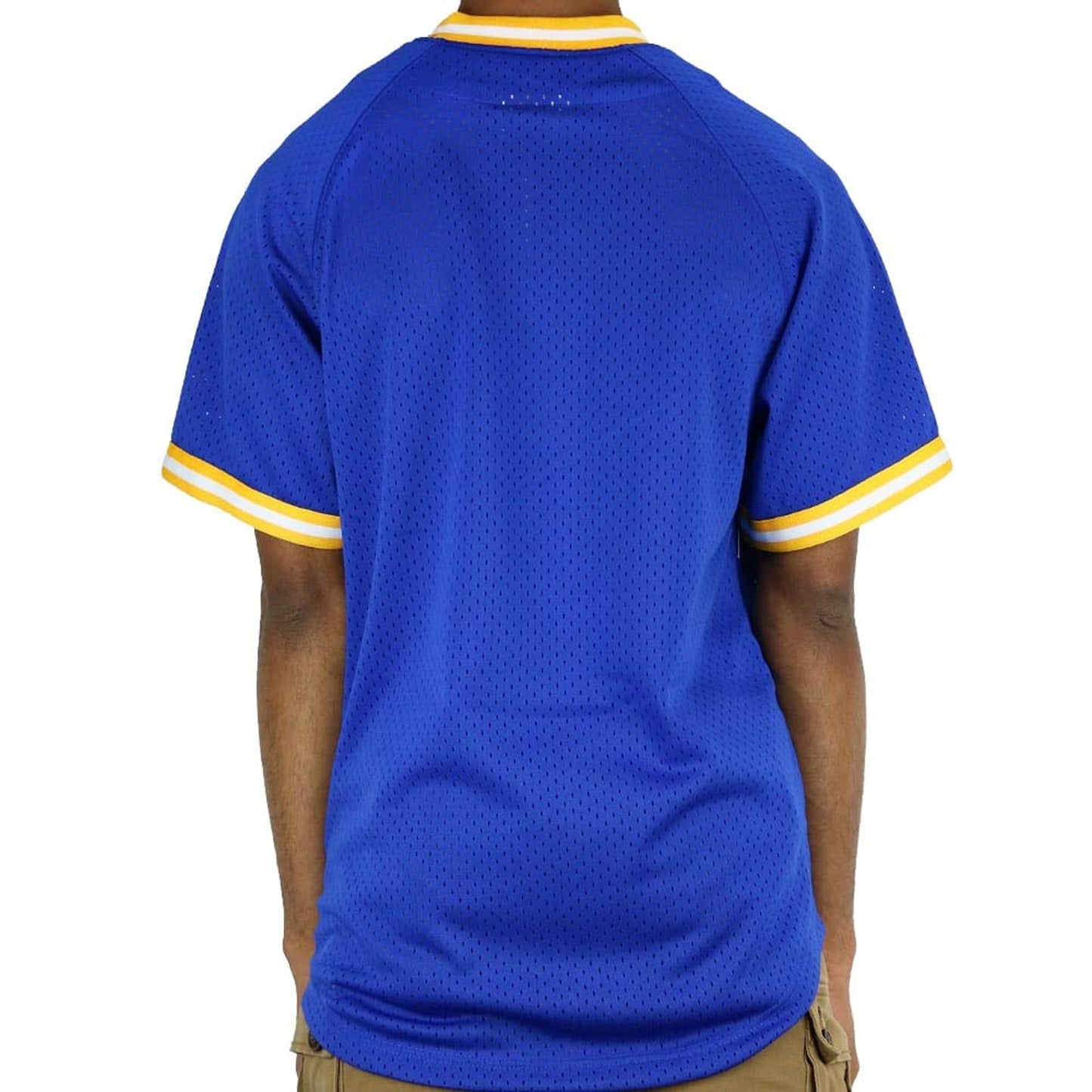 Men's Mitchell & Ness NBA Golden State Warriors Seasoned Pro Mesh Button Up