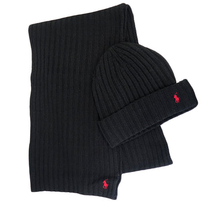 Polo Ralph Lauren Men's Classic Ribbed Hat And Scarf Gift Set Hats