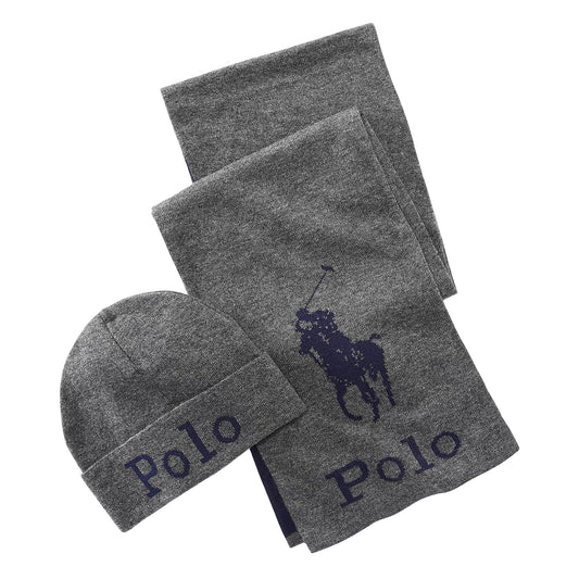 Polo Ralph Lauren Men's Jacquard Knitted Hat & Scarf Set Hats