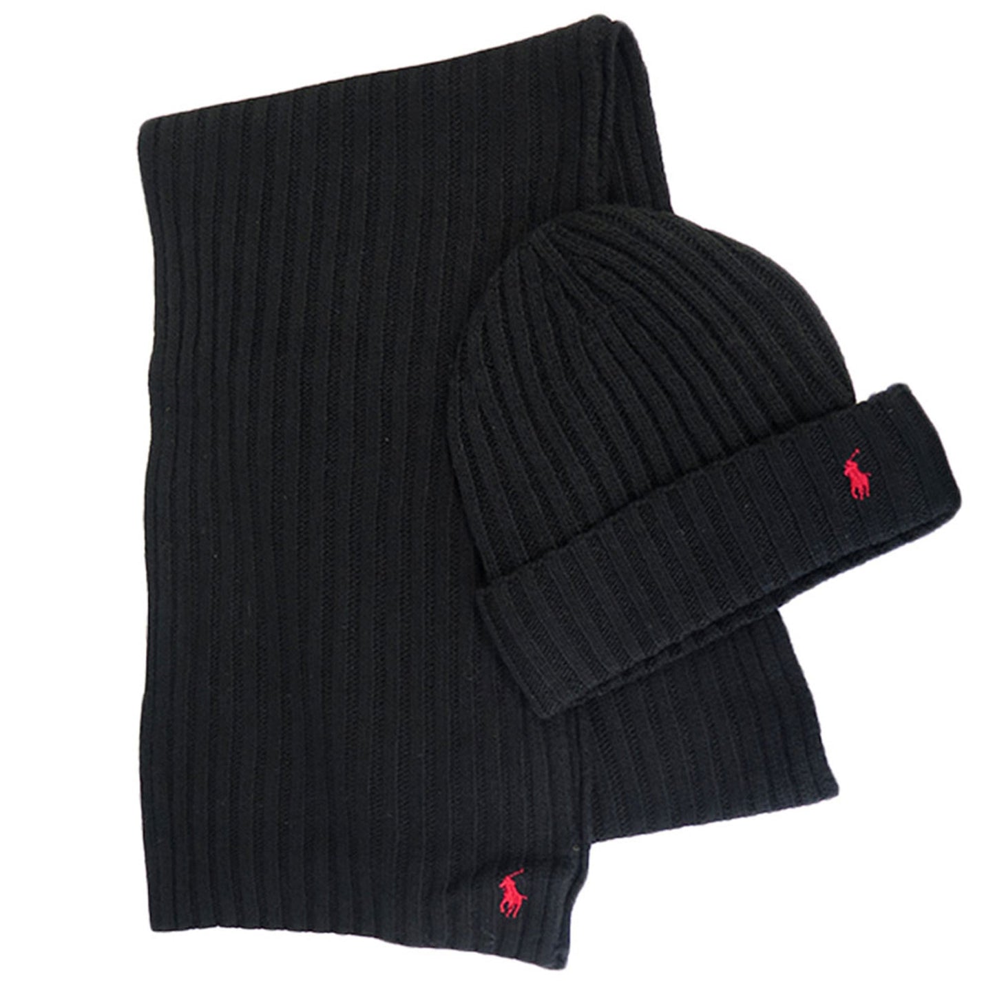 Men's Polo Ralph Lauren Classic Ribbed Hat And Scarf Gift Set