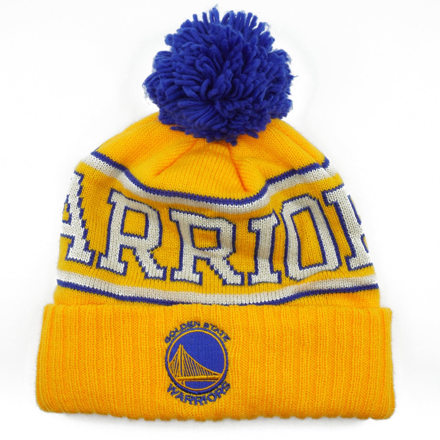 Men's Mitchell & Ness NBA Golden State Warriors Cuffed Pom Knit Beanie