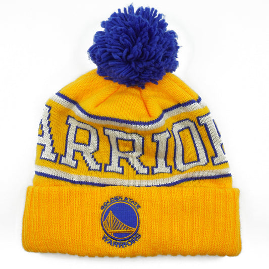 Men's Mitchell & Ness NBA Golden State Warriors Cuffed Pom Knit Beanie