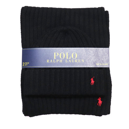 Polo Ralph Lauren Men's Classic Ribbed Hat And Scarf Gift Set Hats