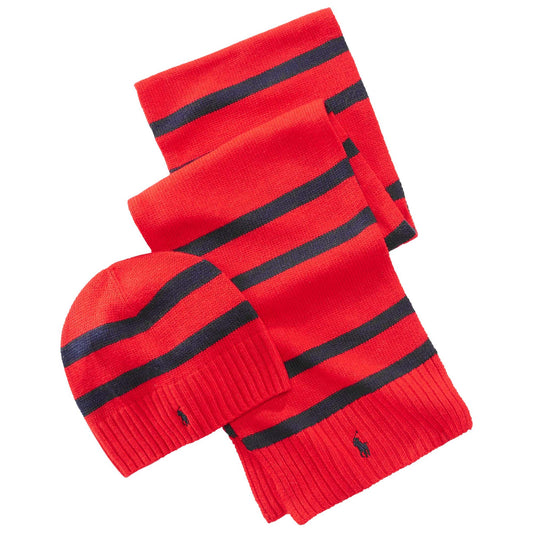 Polo Ralph Lauren Men's Rugby Stripe Hat And Scarf Gift Set Hats