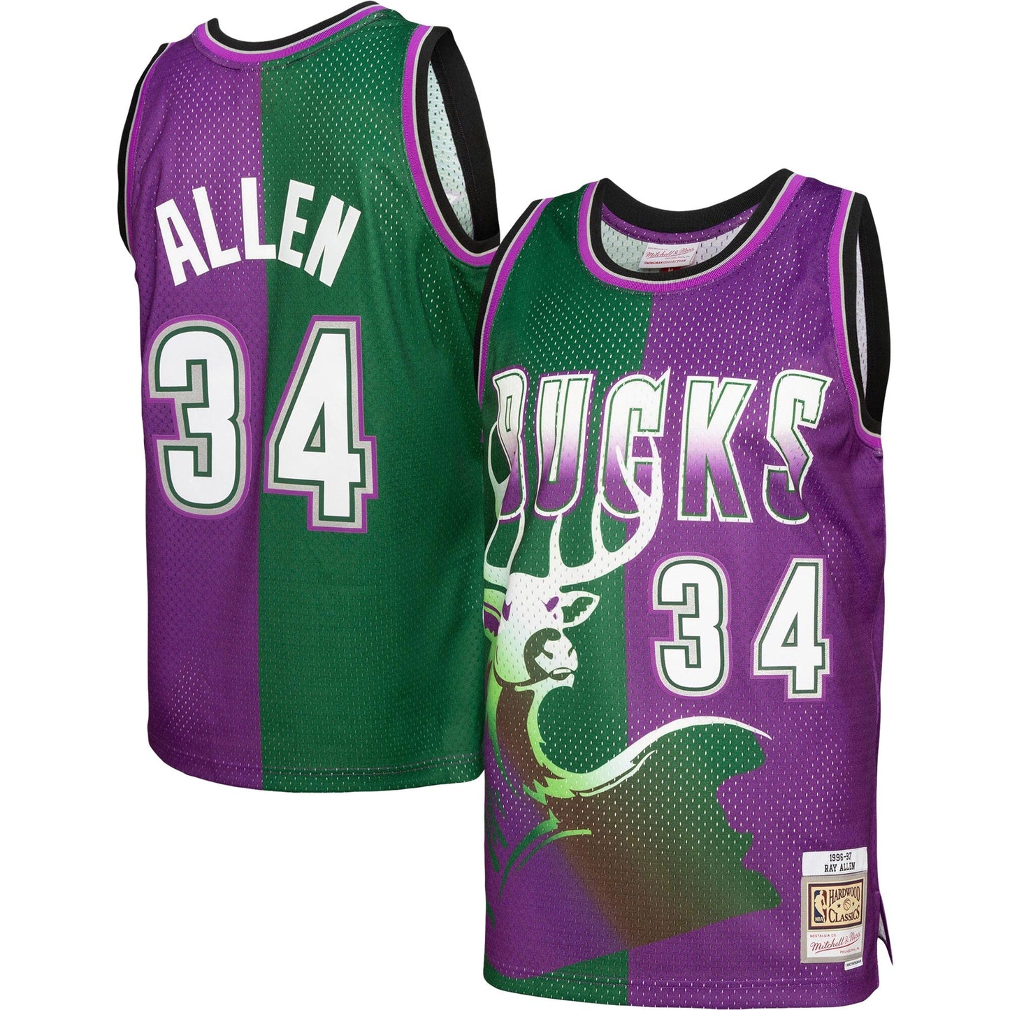 Mitchell & Ness NBA Split Swingman Jersey Milwaukee Bucks 1996 Ray Allen
